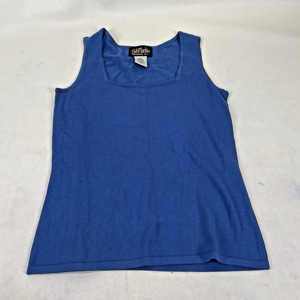 Bob Mackie Wearable Art Sleeveless Knit Top Womens Size XS‎ Blue
